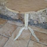 Side table, patinated pedestal table with natural pigments
