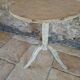 Side table, patinated pedestal table with natural pigments