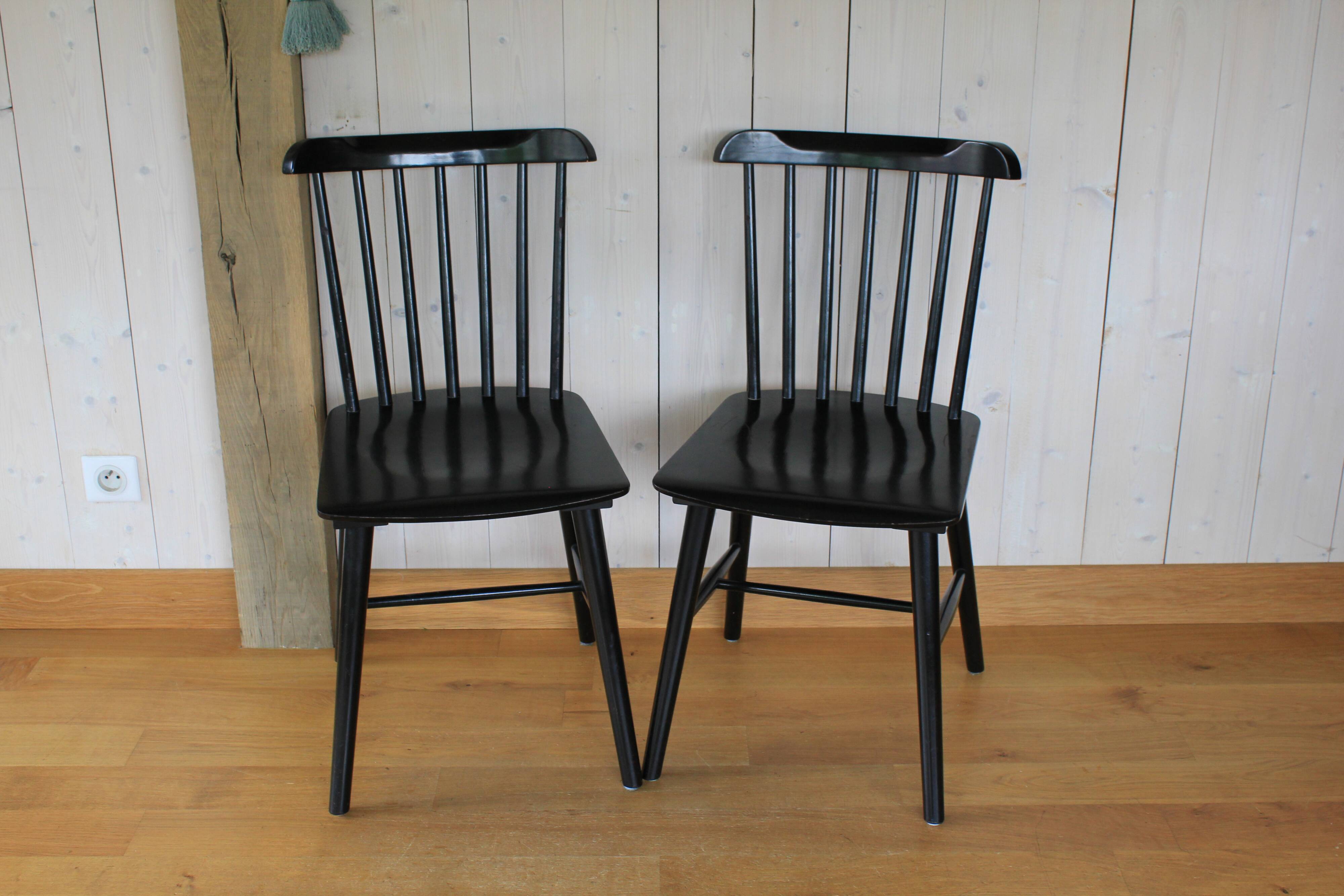 Black wooden bistro chairs