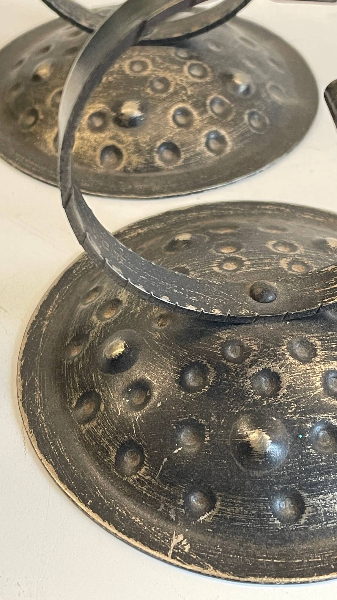 Vintage Black Patina Metal Candlesticks