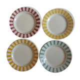 Sarreguemines set of 4 flat plates vintage colors tangy