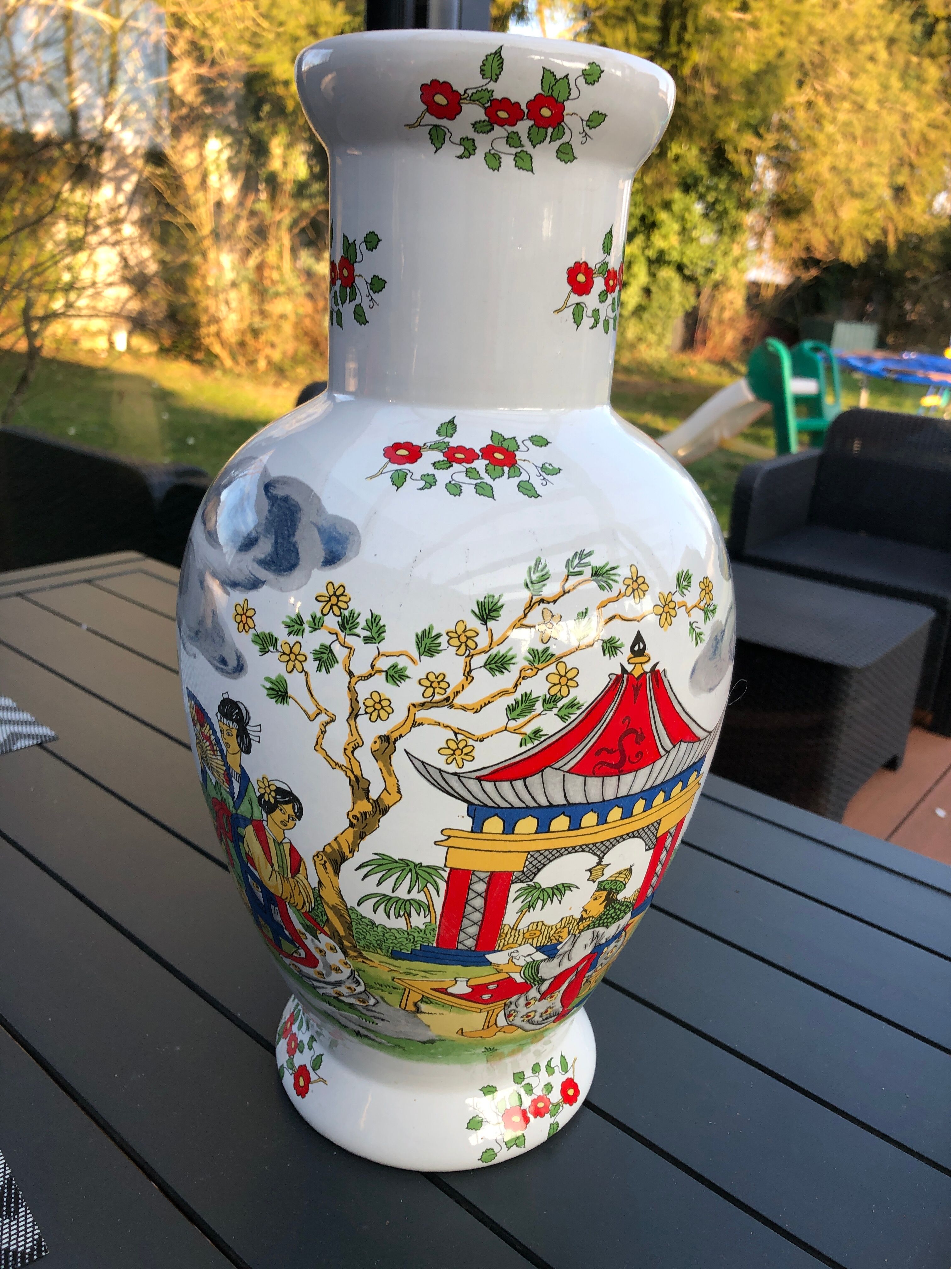 Asian motif vase