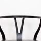 4 Danish chairs, black lacquered wood and leather, Wishbone model, Hans Wegner