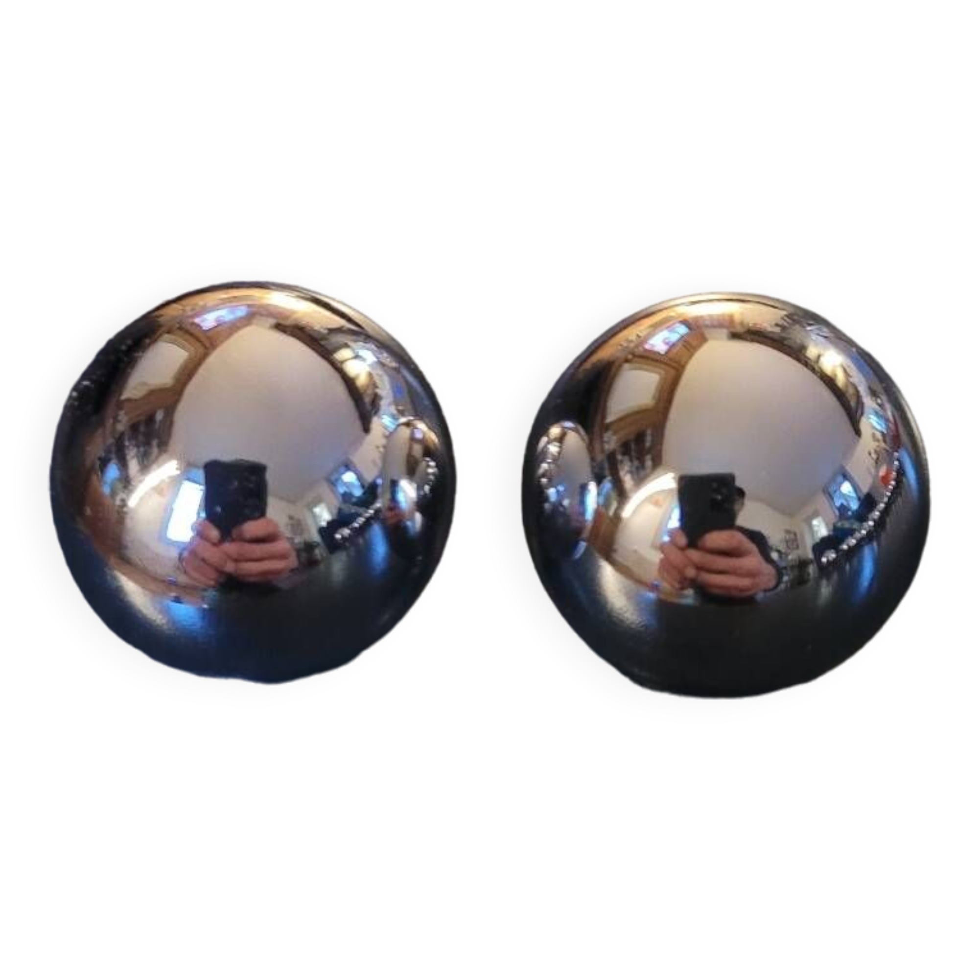 2 chrome-plated brass ball buttons 30mm