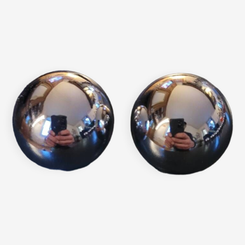 2 chrome-plated brass ball buttons 30mm