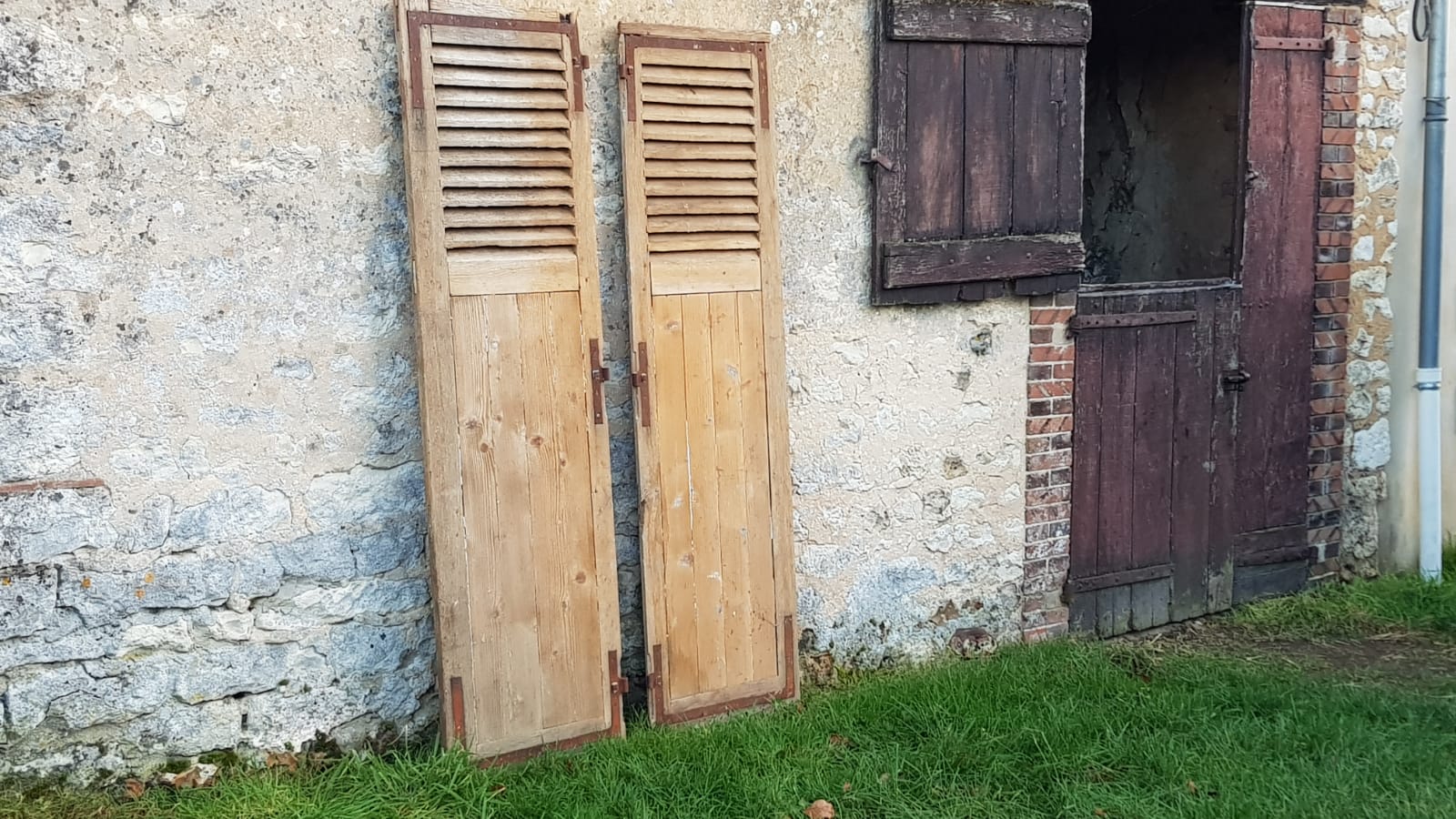 Pair of old wooden shutters