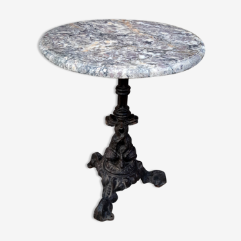 Pedestal table cast iron, marble top