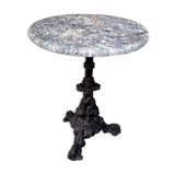 Pedestal table cast iron, marble top