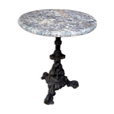 Pedestal table cast iron, marble top