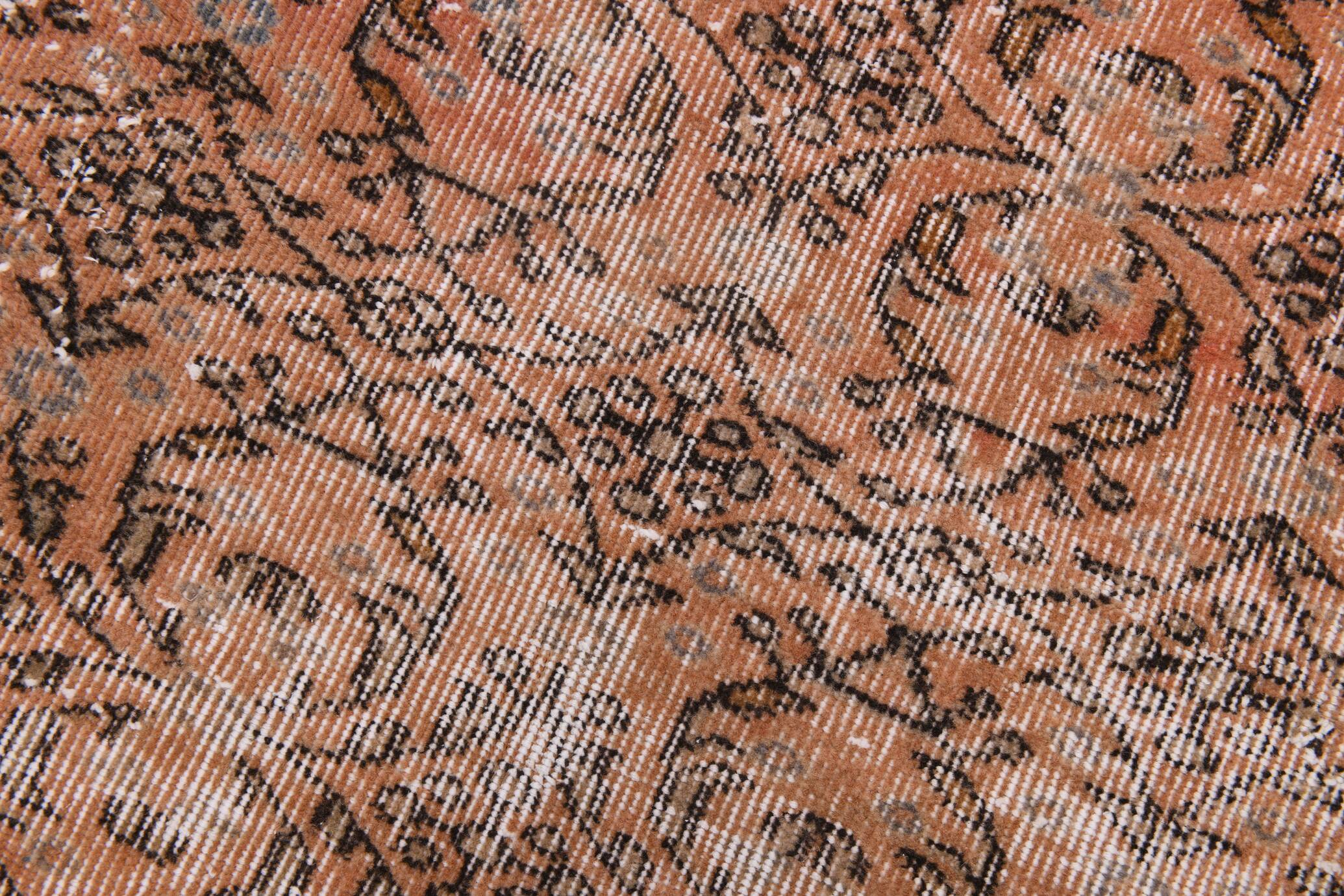 5x8 Peach Orange Handmade Wool Vintage Rug, 144x234Cm