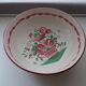 Round salad bowl St Clément France - Rooster decoration and flowery basket