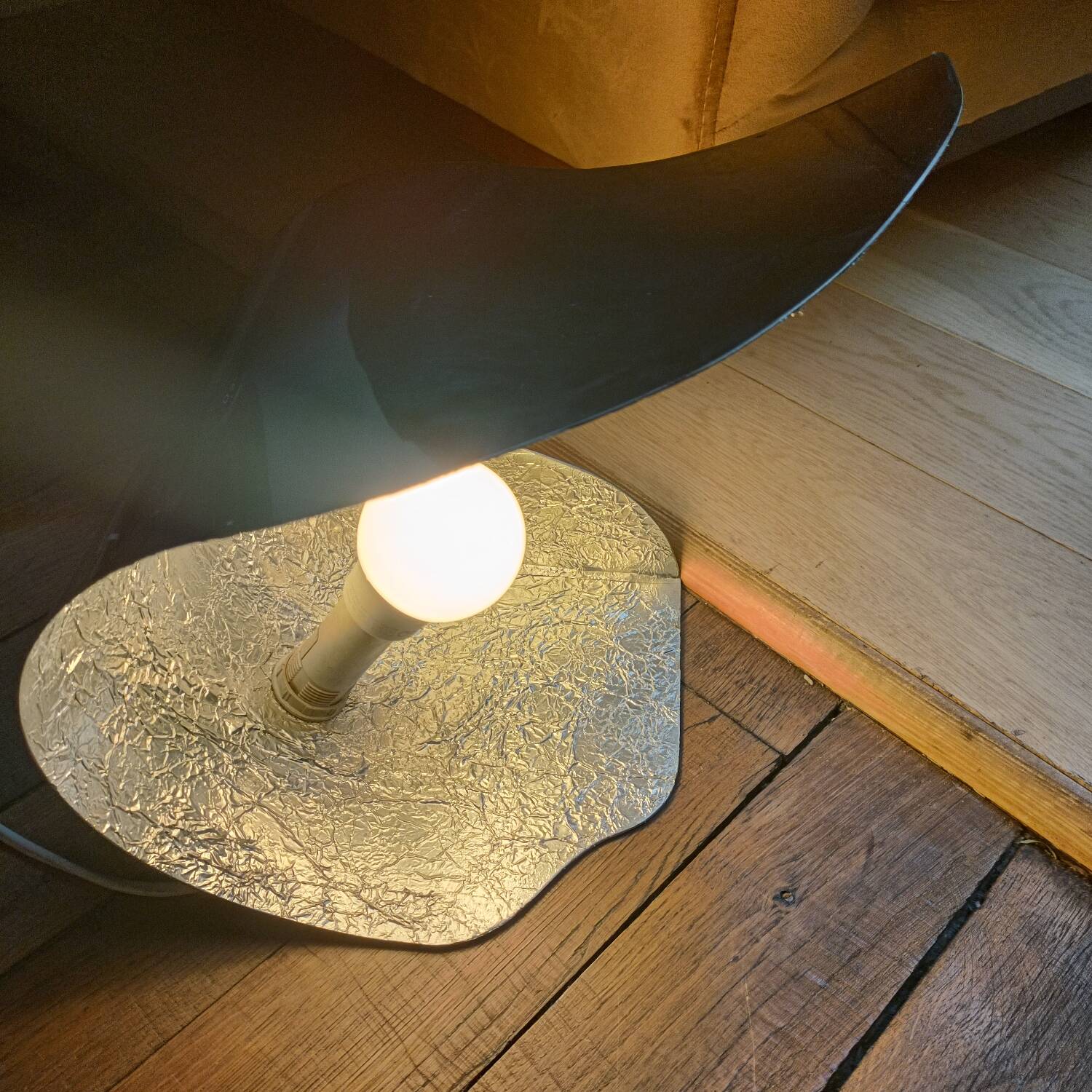 Handcrafted metal lamp, 1970s.