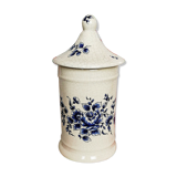 Ancien flacon d'apothicaire fleurs bleues vintage