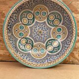 Ancien Plat Service Couscous Faïence Polychrome Maroc XIXÈME #B085