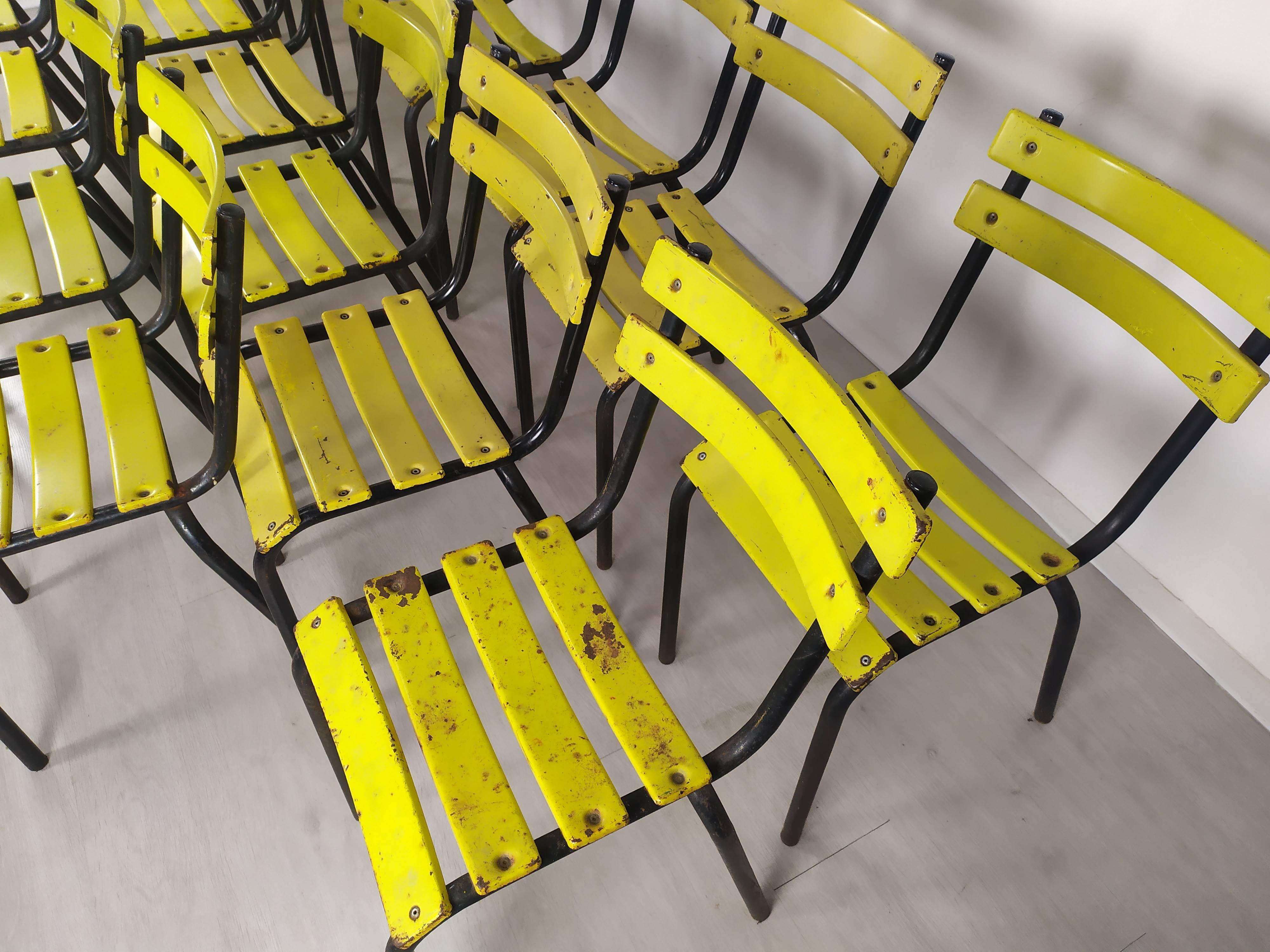 18 yellow metal bistro chairs