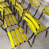 18 yellow metal bistro chairs