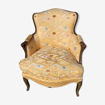 Fauteuil bergere Louis XV peint avec coussin amovible