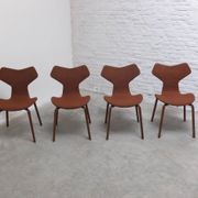 Rare set of 4 first edition 'Grand Prix' chairs by Arne Jacobsen for Fritz Hansen, 1959