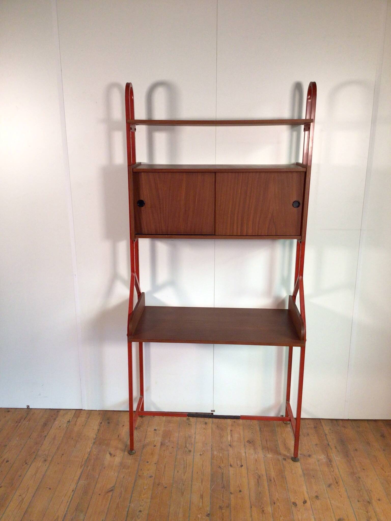 Vintage freestanding wall unit with desk