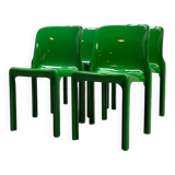 Set of 4 green stackable chairs 'Selene', Vico Magistretti, Artemide, 1960s
