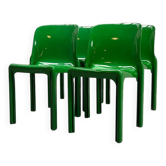 Set of 4 green stackable chairs 'Selene', Vico Magistretti, Artemide, 1960s