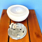 Pair white opaline glass flush mount ceiling or wall lamps