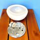 Pair white opaline glass flush mount ceiling or wall lamps