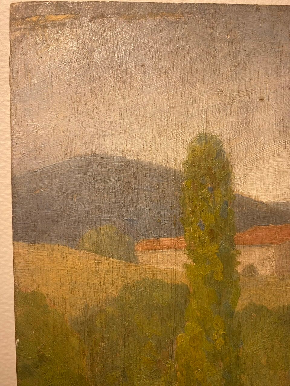 Tableau ancien, double face, paysage bord de Saône, début XX siècle
