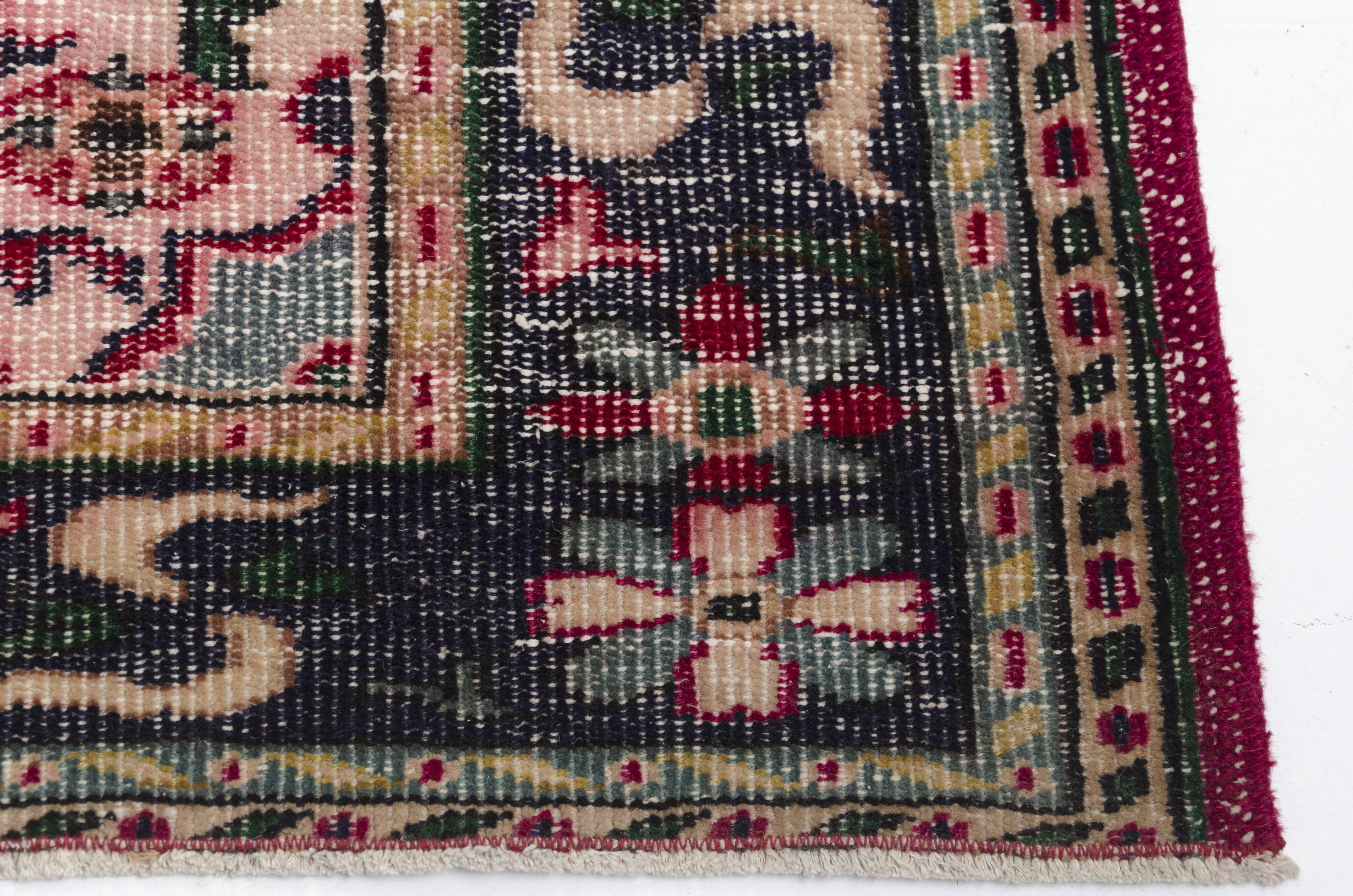 Red Geometric Oushak Handknotted Rug