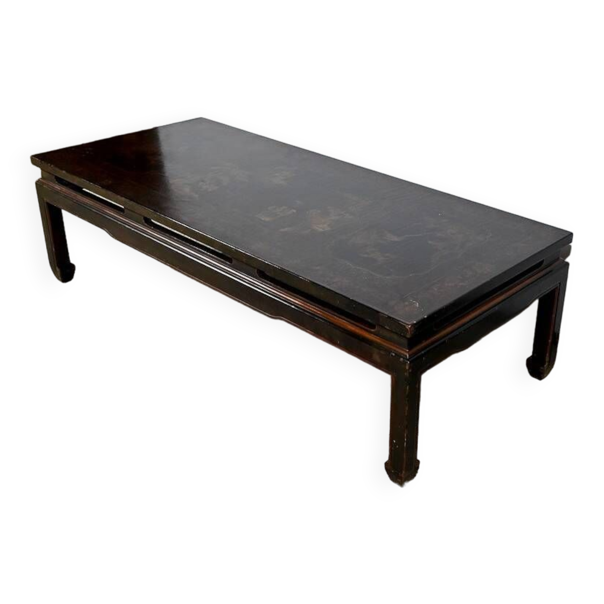 Important Asian Coffee Table, in black lacquered wood – Mid 20th century