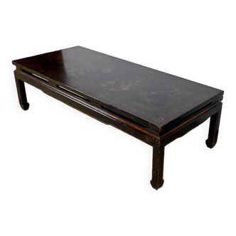 Importante Table Basse Asiatique, en Bois laqué noir – Milieu XXe