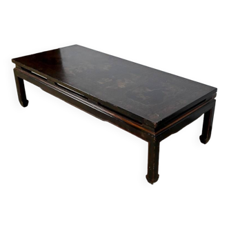 Important Asian Coffee Table, in black lacquered wood – Mid 20th century