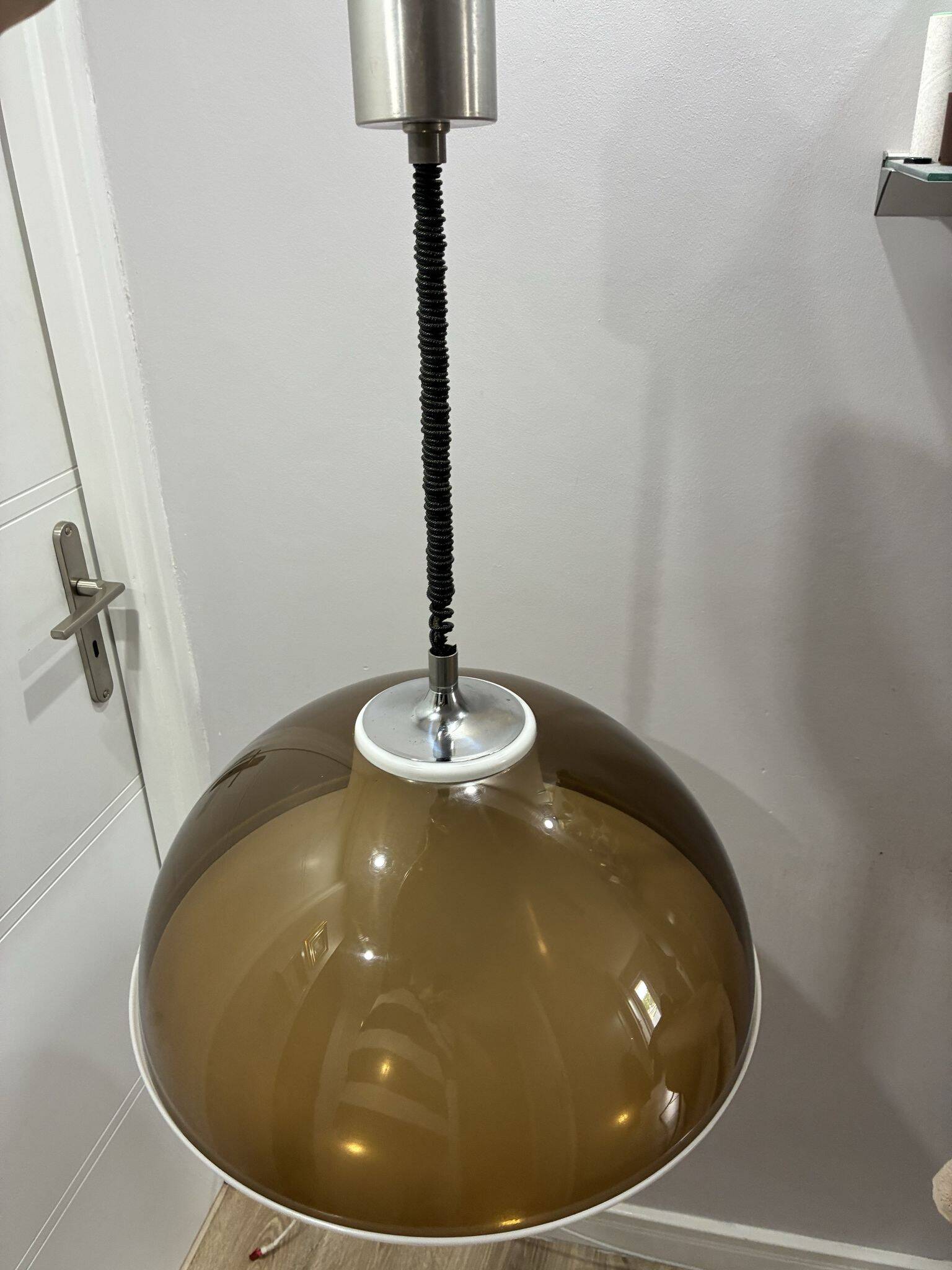 Temde amber acrylic pendant lamp, Switzerland, 1970s