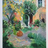 Nancy delouis: the provençal garden in spring, original signed lithograph