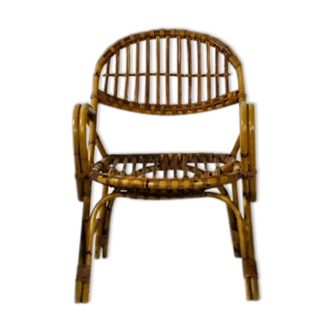 Bamboo and rattan armchair France 1960's