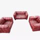 Canapés Kubus en cuir rouge réédition Josef Hoffmann