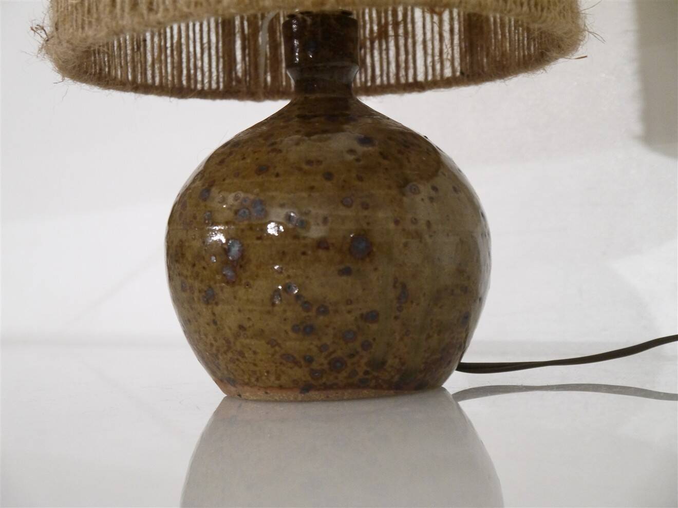 Pyrite stone lamp with rope, 1960