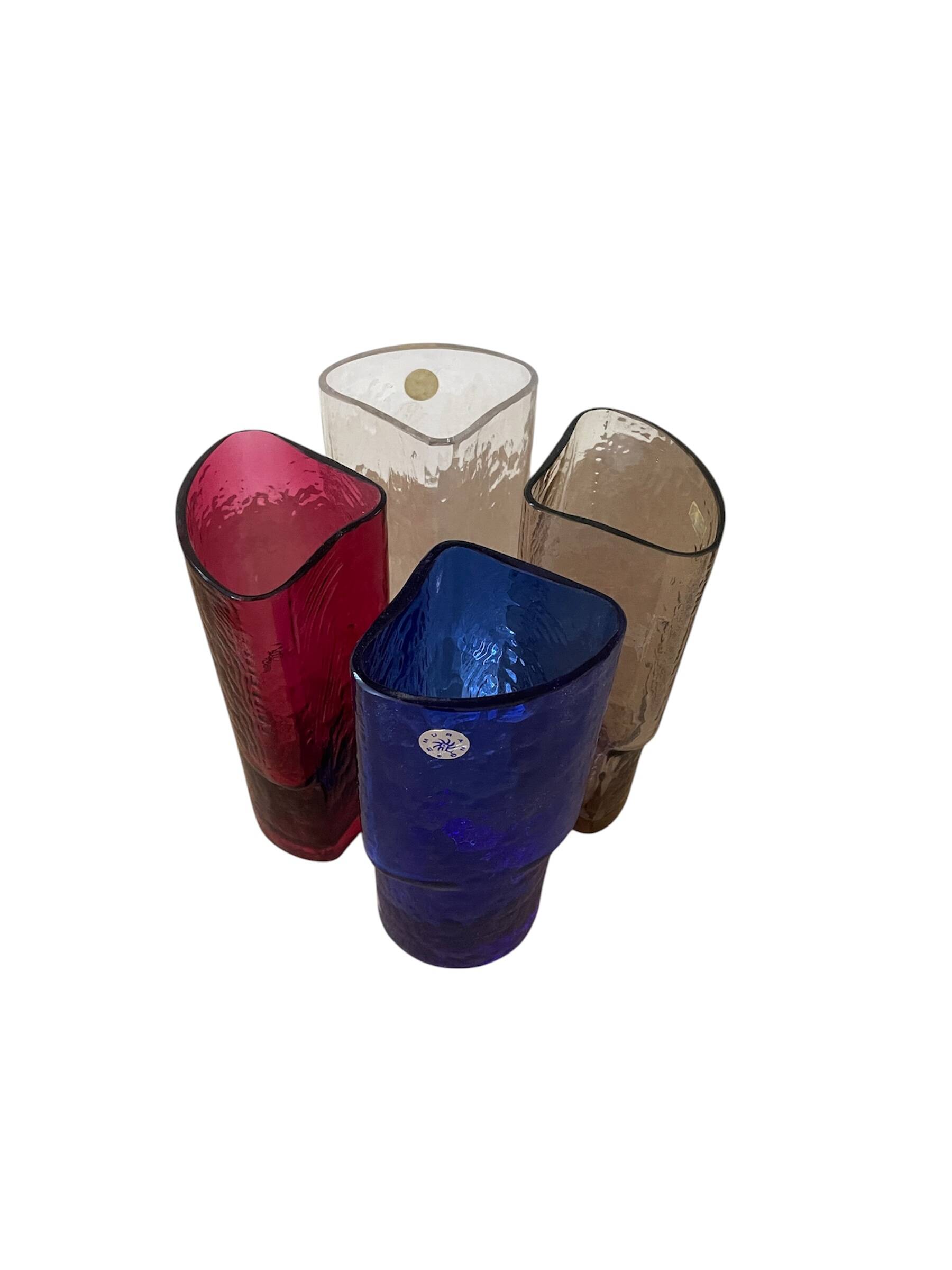 4 vintage coloured long drink glasses in Murano glass by Nason Moretti,