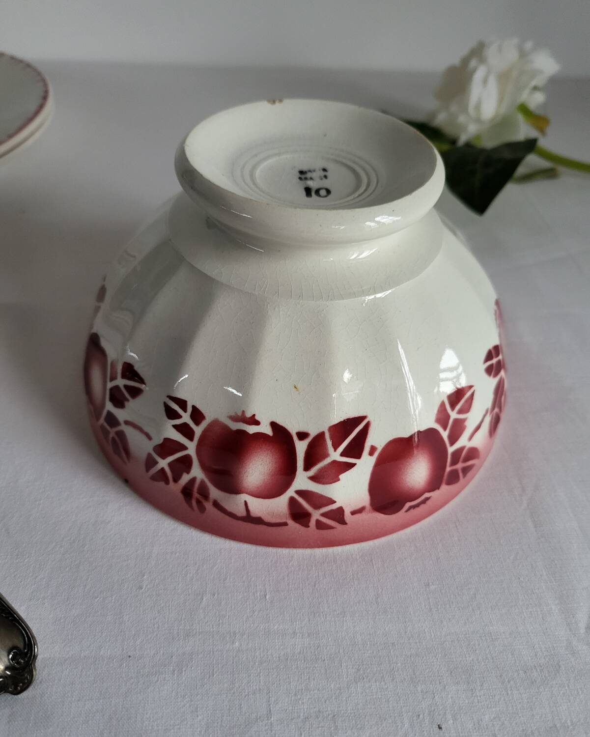 Antique faceted earthenware bowl, Digoin Badonviller