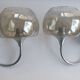 Pair of 1980s chrome metal and smoked glass wall lights