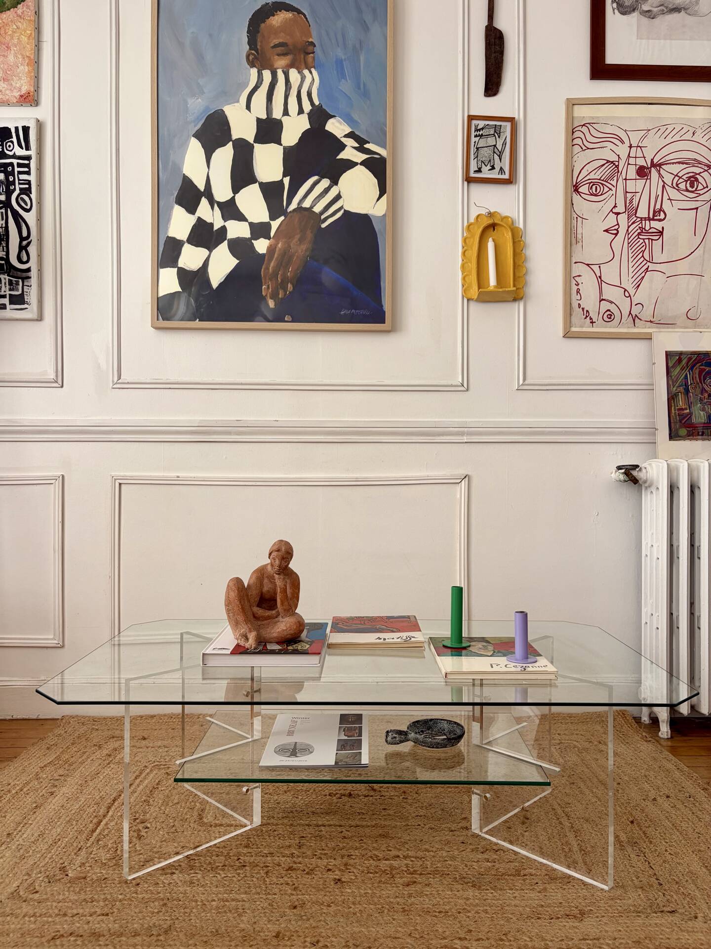 Vintage Plexiglass and glass coffee table