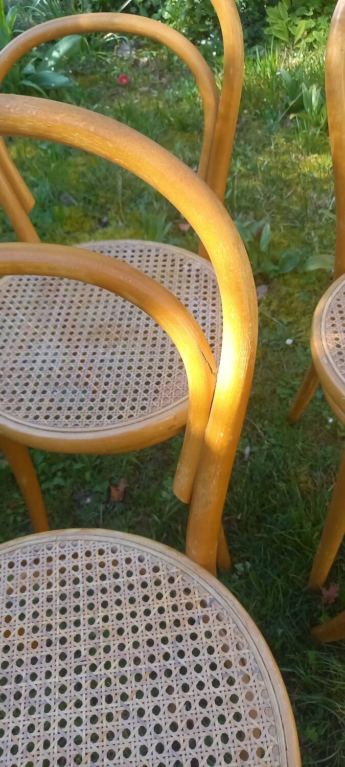 Set of 6 caned bistro chairs