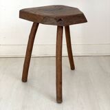 Brutalist stool in solid oak
