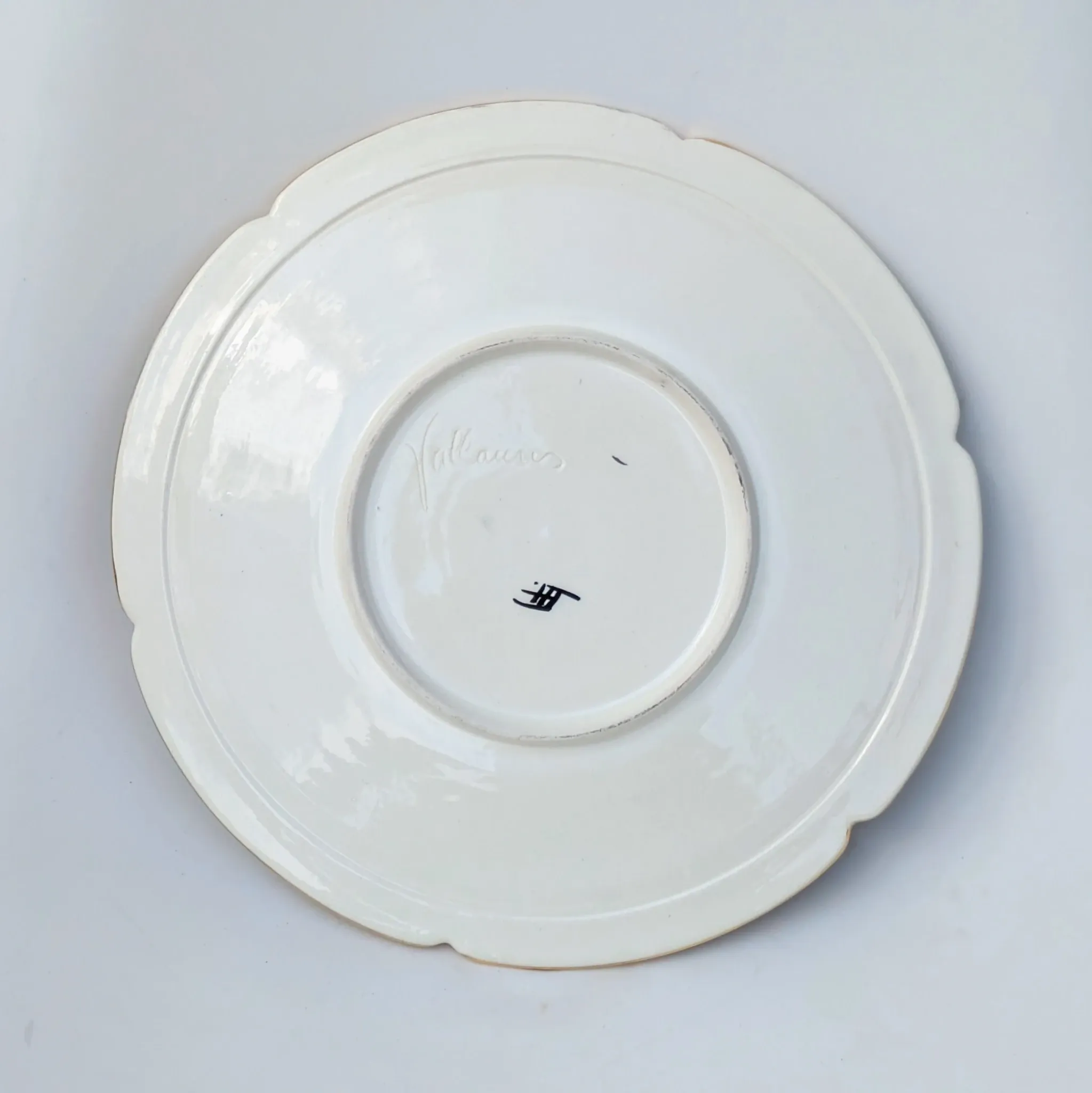Large Decorative Enamelled Ceramic Plate — Vallauris — Floral Decoration