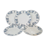 Set of 5 flat plates in Sarreguemines earthenware model Decor 1900, iron earth
