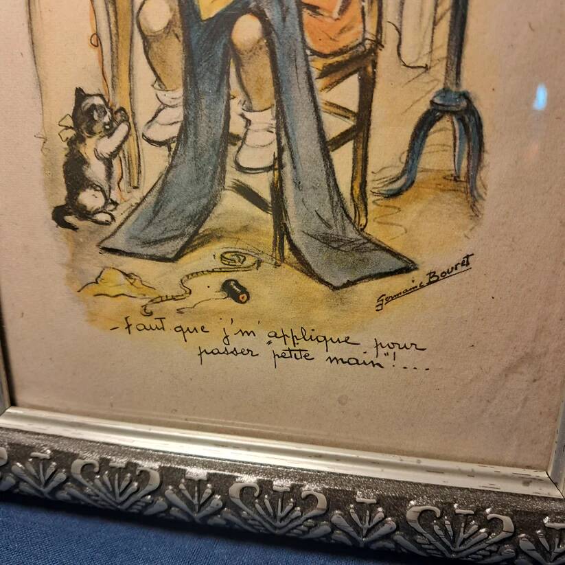Dessin Germaine Bouret ancien encadré
