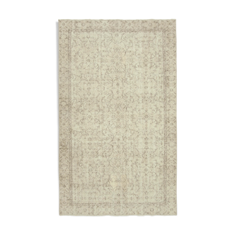 Handwoven distressed anatolian beige rug 168 cm x 281 cm