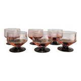 6 pink bowls with black stems