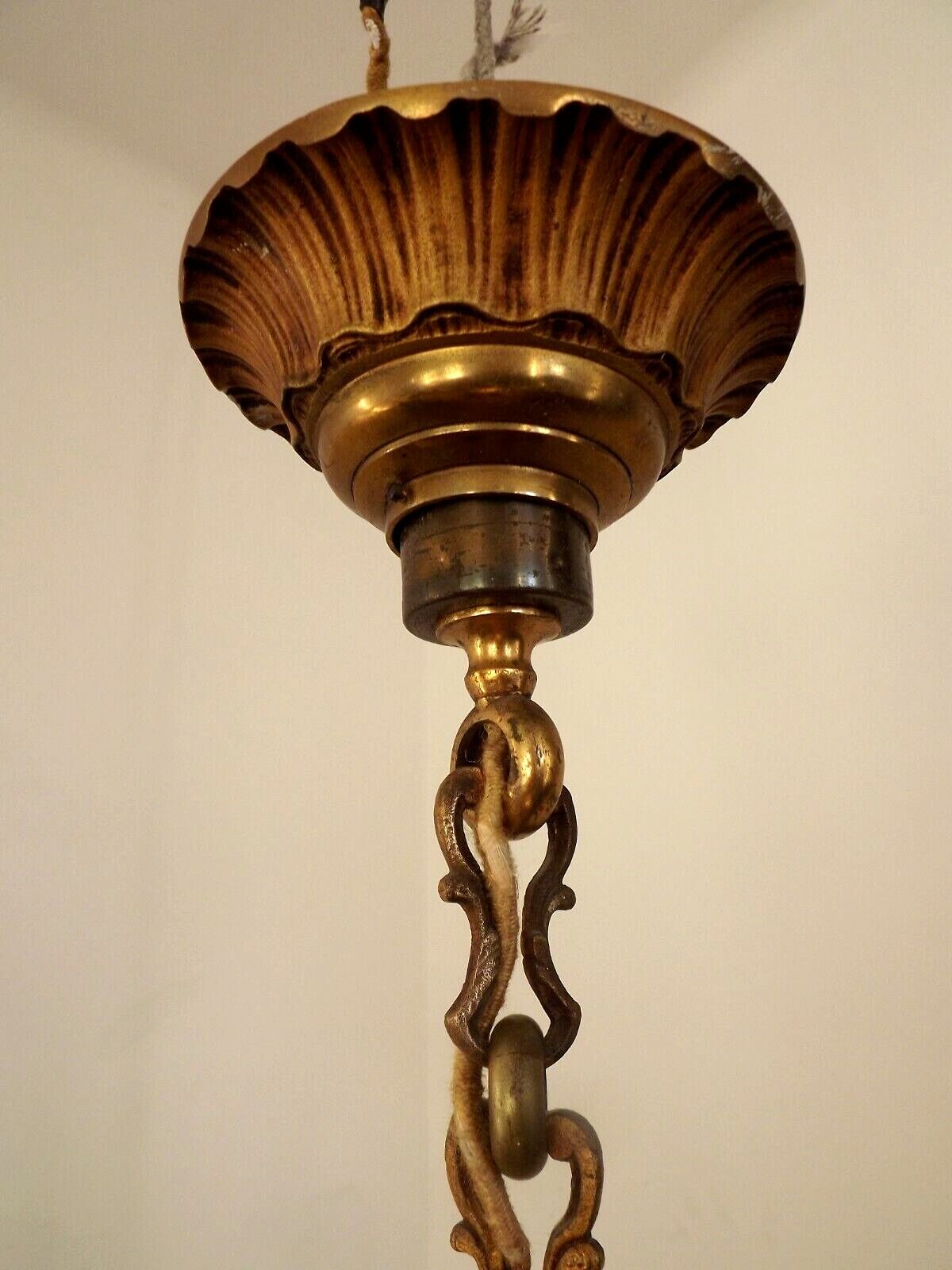 French Vintage Heavy Bronze/Brass 5 Light Empire Style Chandelier 3990