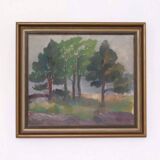 Original Mid Century Swedish Oil on Panel – “Trees, Landscape Motif” b